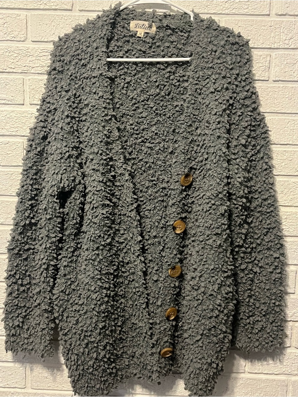 Listicle Women's Gray popcorn Button-Front Cardigan